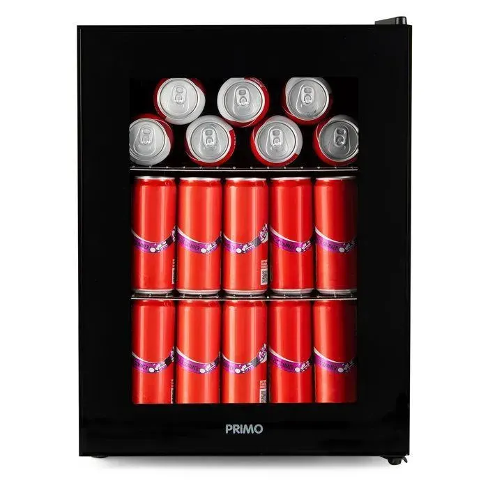 PRIMO PR193BC Réfrigérateur à boissons - Minibar - Mini réfrigérateur - Porte vitrée - Pose libre - 33L - C - Noir