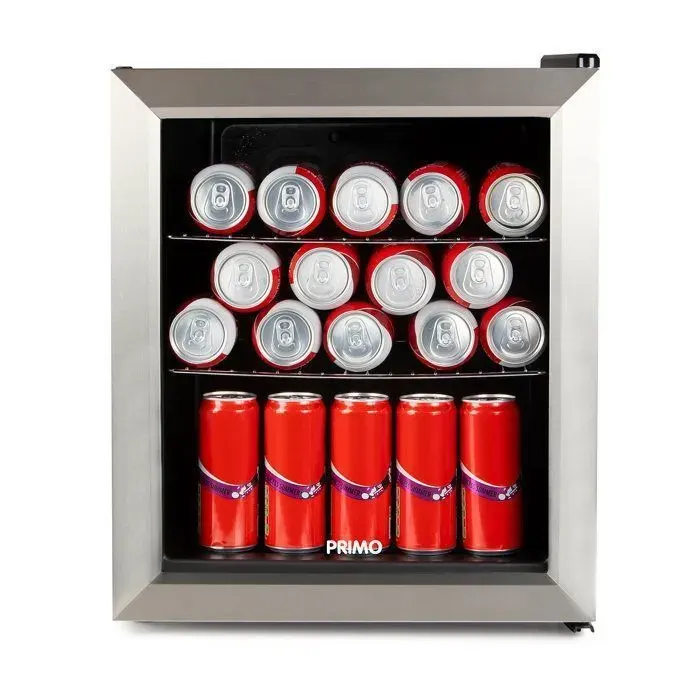 PRIMO PR194BC Réfrigérateur à boissons - Minibar - Mini réfrigérateur - Porte vitrée - Pose libre - 46L - C - Noir