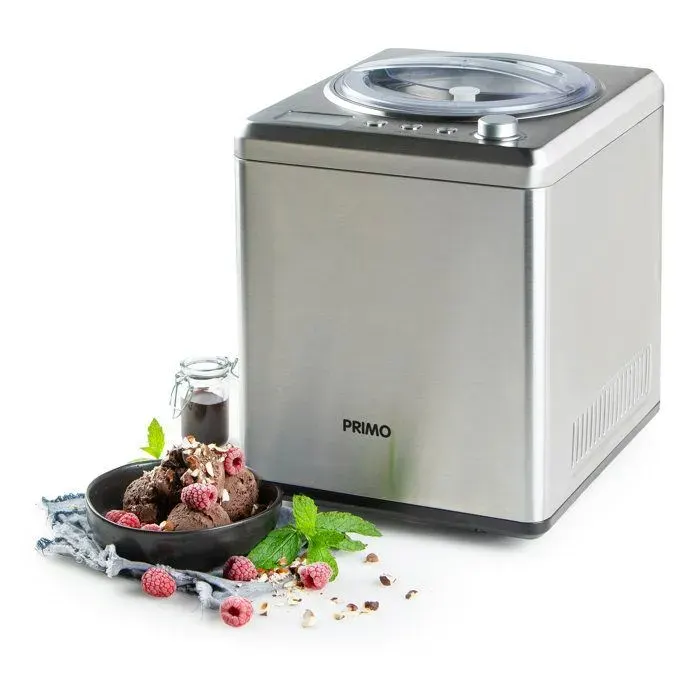 PRIMO PR408IM Sorbetière - Machine à glace - Auto-congelante - Avec Compresseur - 2L - Argent