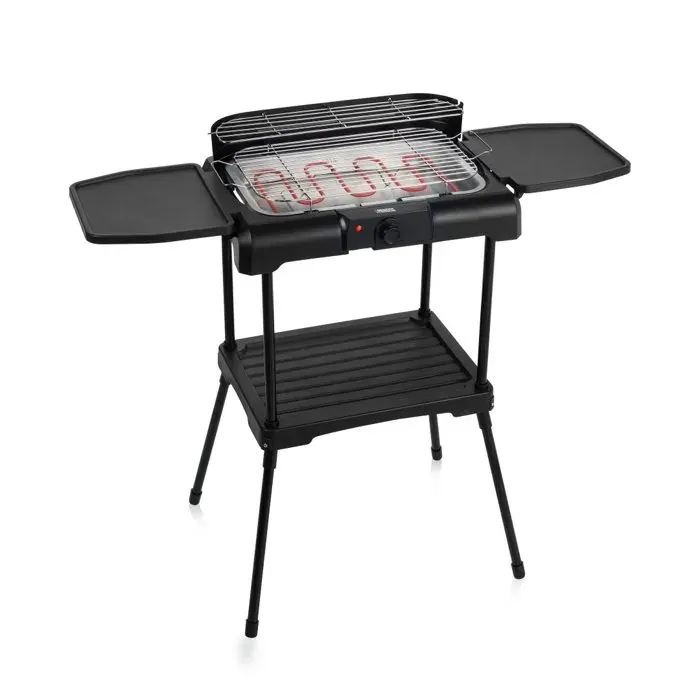 Princess 112250 Barbecue électrique avec étagères latérales - 40 x 24.5 cm - Peut aussi être utilisé comme grill de table