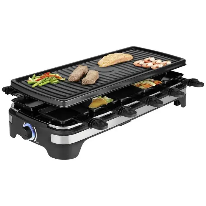 Princess 162650 Appareil à raclette 10 poêlons revêtement anti-adhésif fonction grill filaire voyant lumineux noir