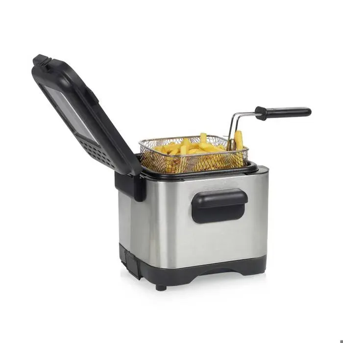 Princess 182612 Friteuse 1.5 l 1000 W revêtement anti-adhésif protection contre la surchauffe argent noir