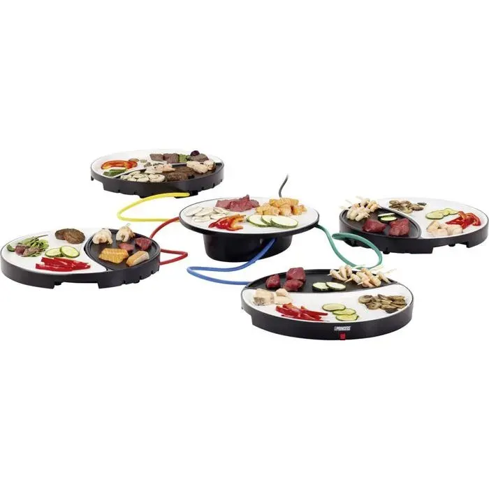 Princess Gril de table pour 4 personnes Dinner4All 1000W Blanc et noir