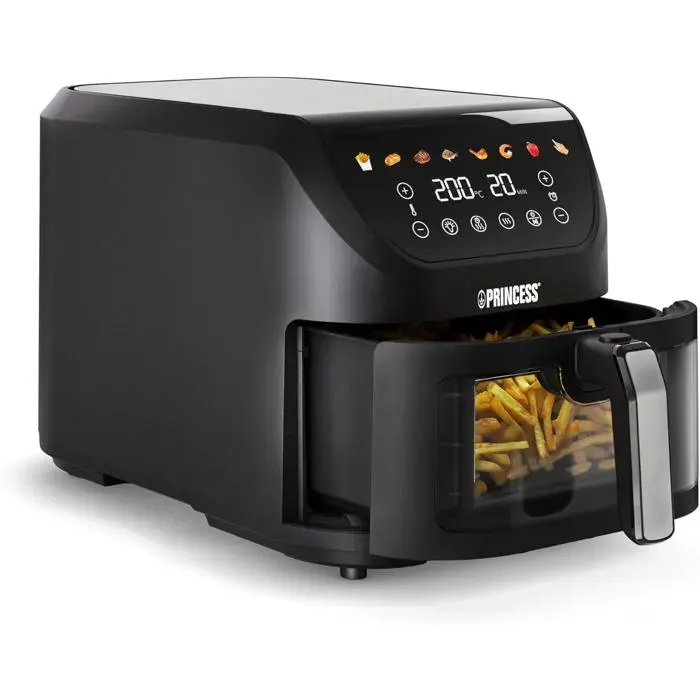 PRINCESS SlimFry 182257 Friteuse à air 8L 2000W Écran tactile 8 programmes Noir