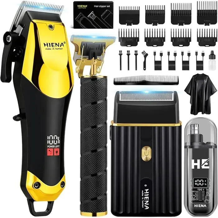 PRO Tondeuse à cheveux professionnelle pour hommetondeuse de Tondeuse de barbier 4 en 1tondeuse à barbeNoir/Doré