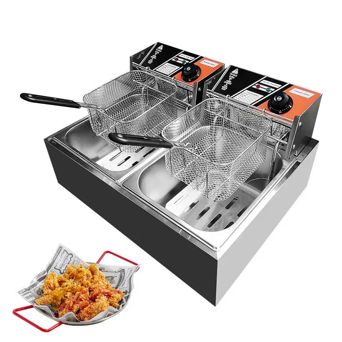 Professional Friteuse Double Fryer Électrique Inox 2 x 6 L Appareil De Cuisson Pour Frites Livré Avec Panier à Friture