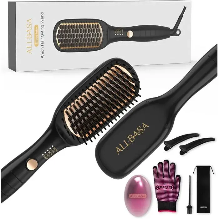 Professional Hair Straightener Brush for Hair4 Temperature Settings140°C 200°CNegative Ion Brosse Lissante Gold FER A FRISER