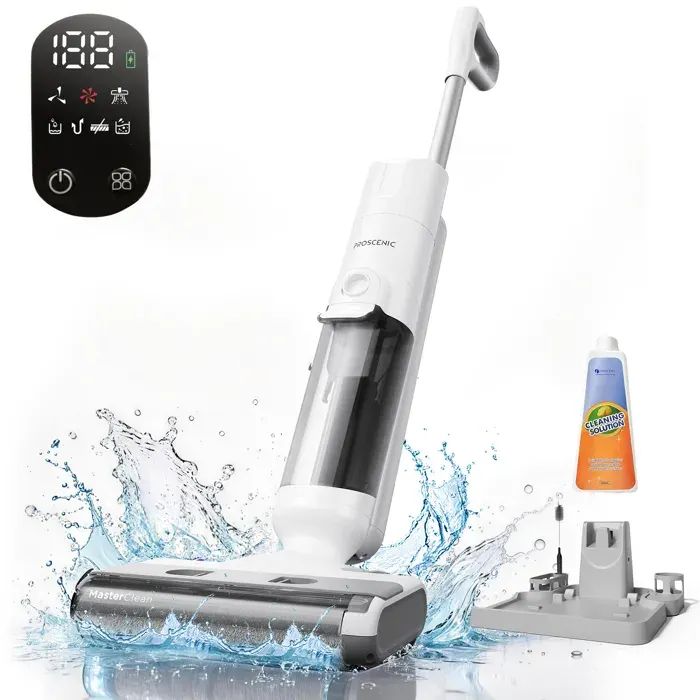 PROSCENIC F10 Ultra Aspirateur laveur sans fil -60min -25kPa -Auto-nettoyage -Brosse à bord - Double Réservoir 1.25L - Laveur de sol