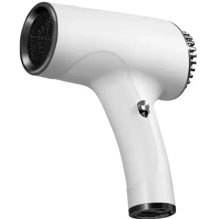 PRUMYA — Sèche-cheveux sans fil portable 500W batterie 2600 mAh blanc voyage (mode chaud avec cordon / froid USB)