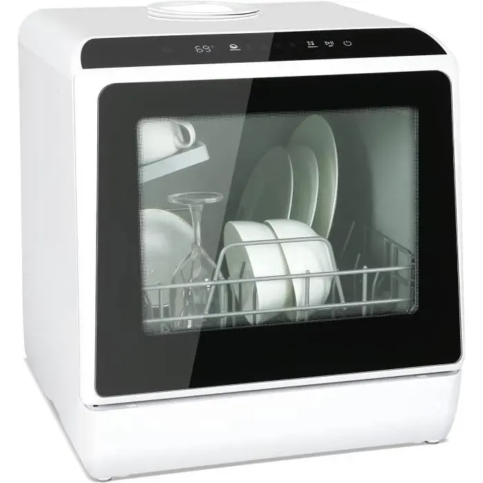 PULUOMIS Mini Lave-Vaisselle Pose Libre avec 4 Couverts 6 Programmes Réservoir deau 5L et Ecran LED 42cm