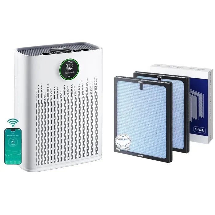 Purificateur air - Kern Tech - 30 x 14.5 x 40 cm grande pièce 223 m² HEPA HAP603WF lot 2 filtres rechange bleu Mode intelligent