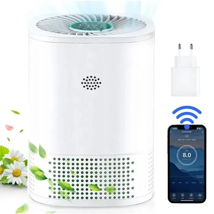Purificateur dAir - CADR 102m³-h - 3 Niveaux de Filtration 99.97% 49m² - Contrôle Intelligent