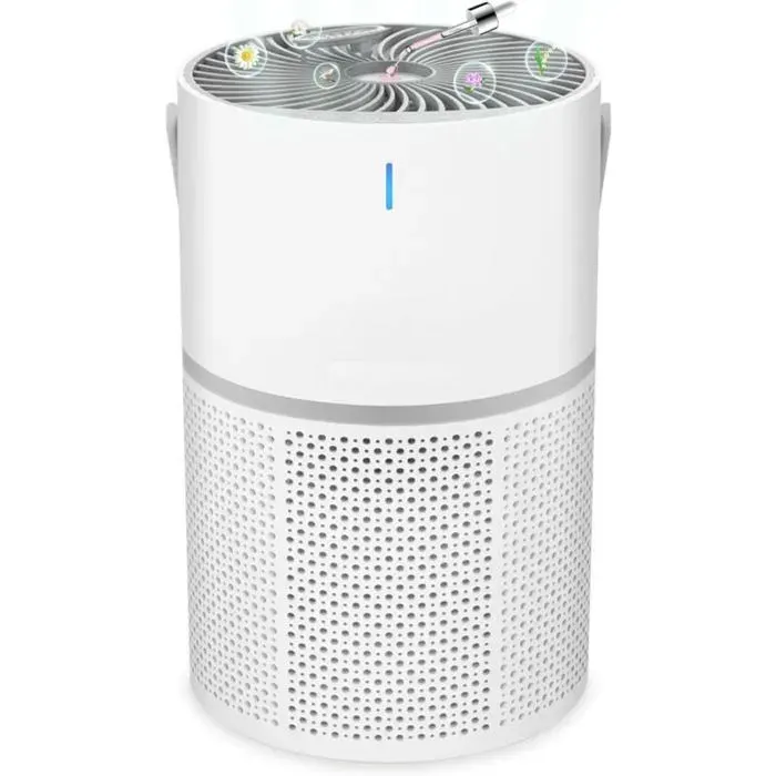 Purificateur dair CADR 80 m³-h Couverture Max 20m² 360°Air Purifier Purificateurs dair capturer 99 97% De Fumée Pollen