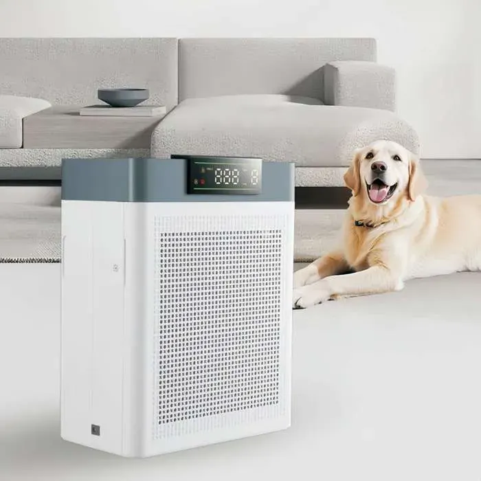 Purificateur dAir Compact Double Entrée HEPA H13 + Bio-Enzymatique OLED PM2.5 CADR 310m³/h – Blanc