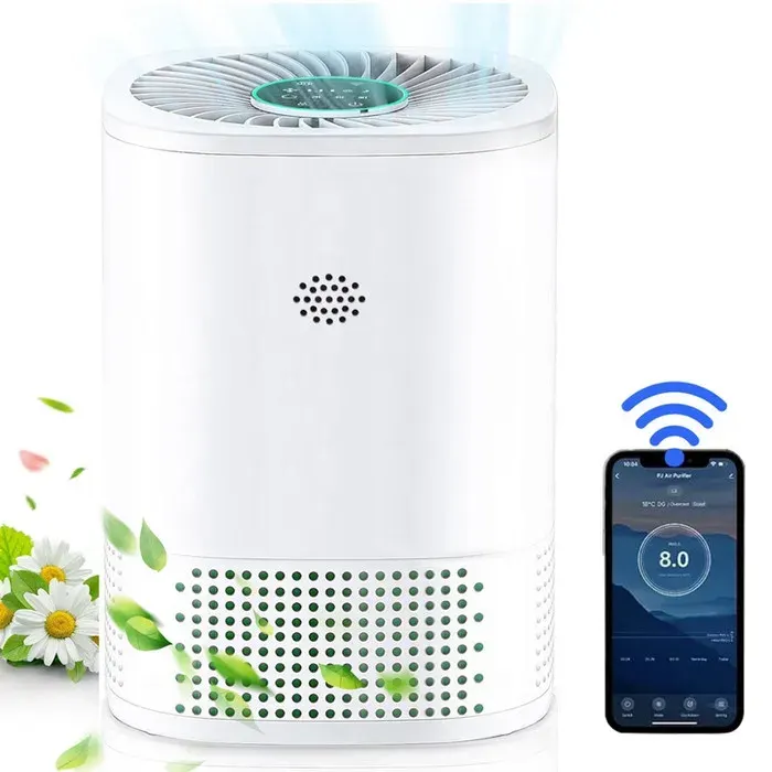 Purificateur dAir HEPA H13 - CADR 102m³-h - 3 Niveaux de Filtration 99.97% 49m² - Contrôle Intelligent