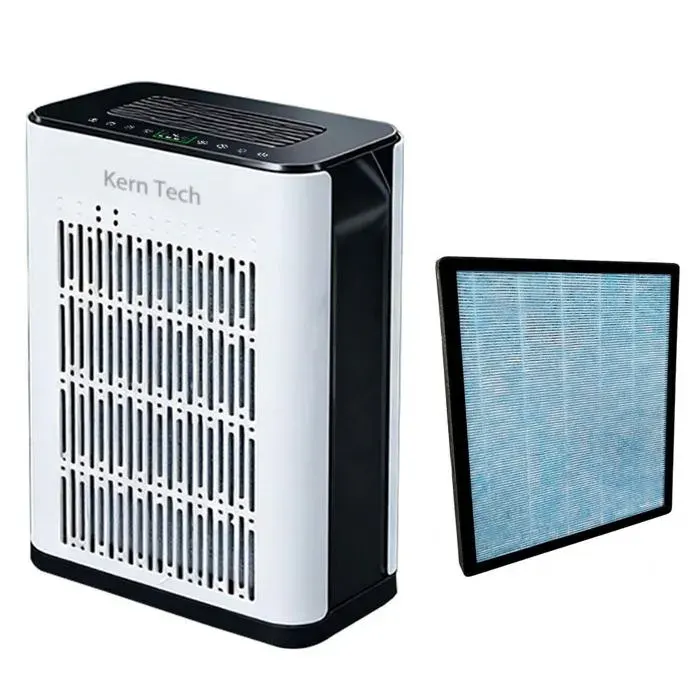 Purificateur dair - Kern Tech - 38x30x17 cm Lot de 2 40 W 20-40 mètres carrés Fonctionnement silencieux Filtration haute efficacité — coloris Blanc