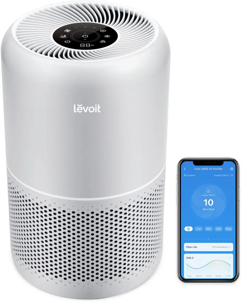 Purificateur dair - Levoit - Core 300S Pro - Filtration 3 étapes - Surface jusqu’à 50 m² - Silencieux dès 22 dB - Puissance 23 W — coloris Blanc