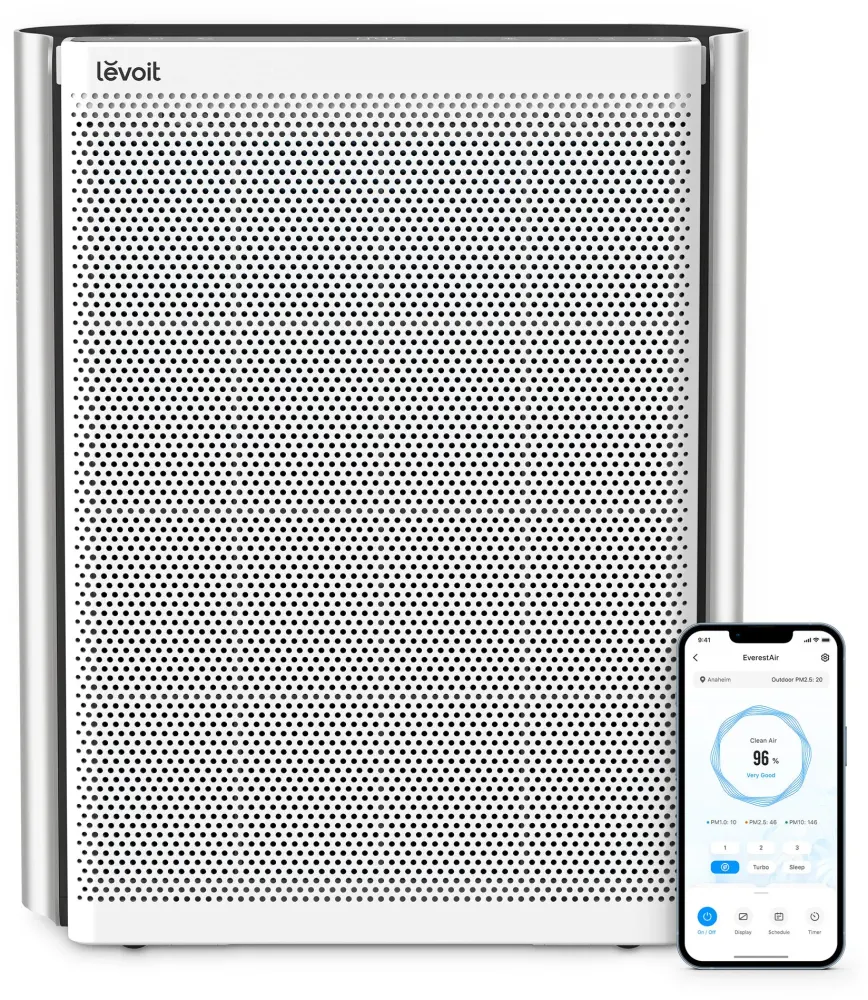 Purificateur dair - Levoit - Everest Air - Filtration 3 étapes - Surface jusqu’à 130 m² - Mode nuit - 70 W - Gris