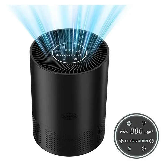 Purificateur dAir Maison Filtre H13 HEPA Charbon Actif avec Capteur PM2.5 Mode Automatique Silencieux 185 m³/h CADR 360° Noir
