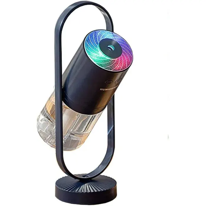 Purificateur dair portable-Avec lumière LED 7 couleurs–Rotation 360°-Chargement USB– Pour chambre bureau voyage – Noir