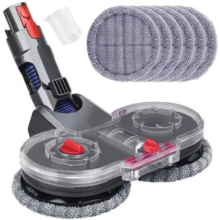 Qumox Tête de Vadrouille Electrique pour Dyson V11 V10 V15 V8 V7 Aspirateur Tête de Balai avec Réservoir et 6 Vadrouilles Lavables