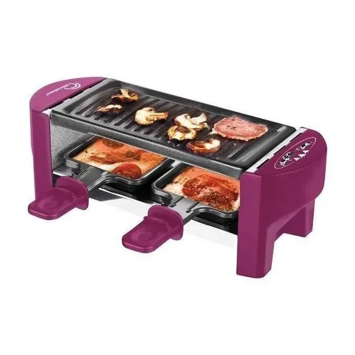 Raclette 2 personnes - LITTLE BALANCE - Meuuuh...! - prune — coloris Blanc