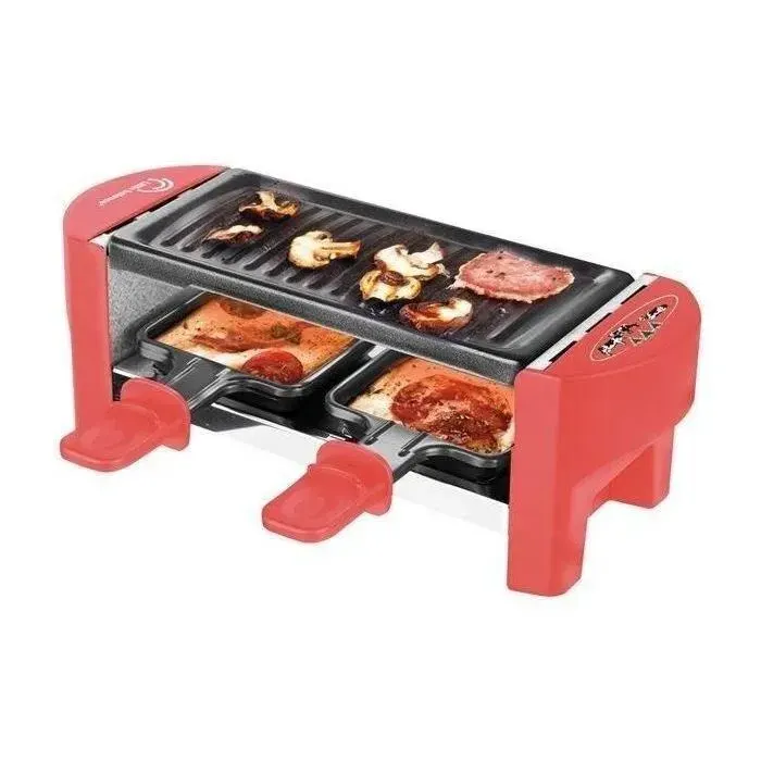 Raclette 2 personnes - LITTLE BALANCE - Meuuuh...! - Rouge Brique - 350W — coloris Blanc