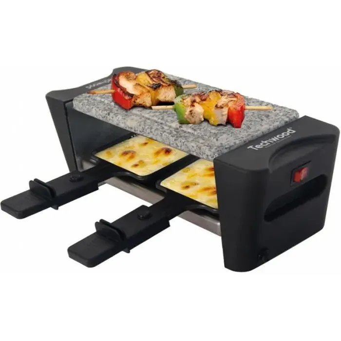 Raclette avec Pierre de Cuisson Duo 2 mini poêlons anti adhérents Noir