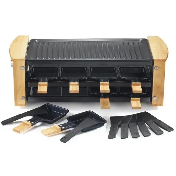 Raclette/grill - KITCHEN CHEF - 8 Personnes - 1200W - Finition Bois