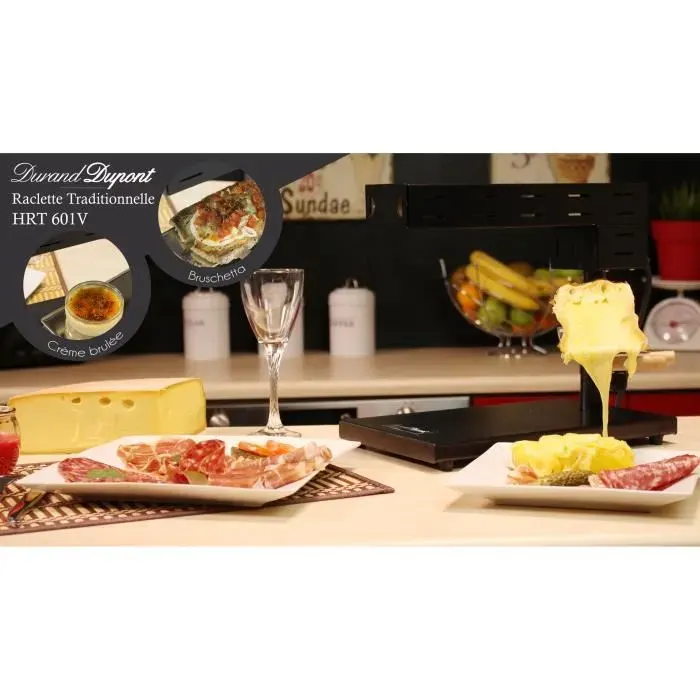 Raclette - HARPER - HRT601V - 600 W - Convient pour demi-fromage - Structure en fonte