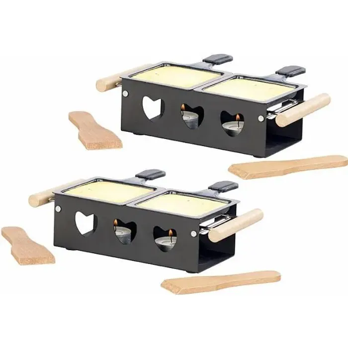 Raclette - ROSENSTEIN & SOHNE - Appareil à raclette à bougies - 2 personnes - Revêtement antiadhésif - Noir