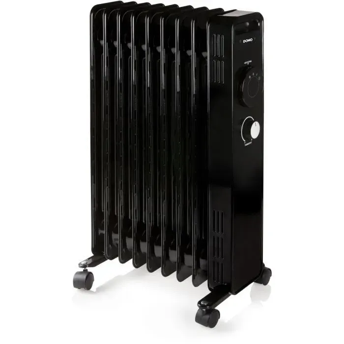 Radiateur à bain dhuile - 2000 W - DOMO - DO7327R - 425 x 28 x 64 cm - Noir