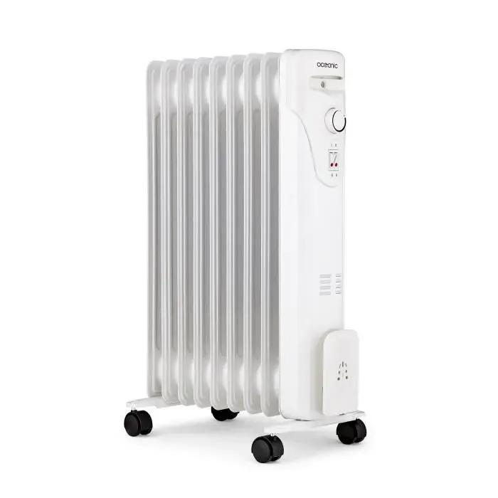 Radiateur bain dhuile électrique - 2000 Watts - OCEANIC - 3 puissances - 9 éléments - Mobile - Blanc