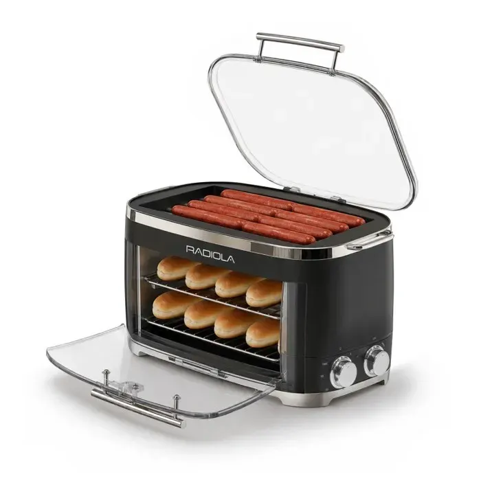 Radiola - Dogdog Black - Machine à Hot-dogs - 5 Rouleaux Chauffants - Chauffe-pain - 260 W