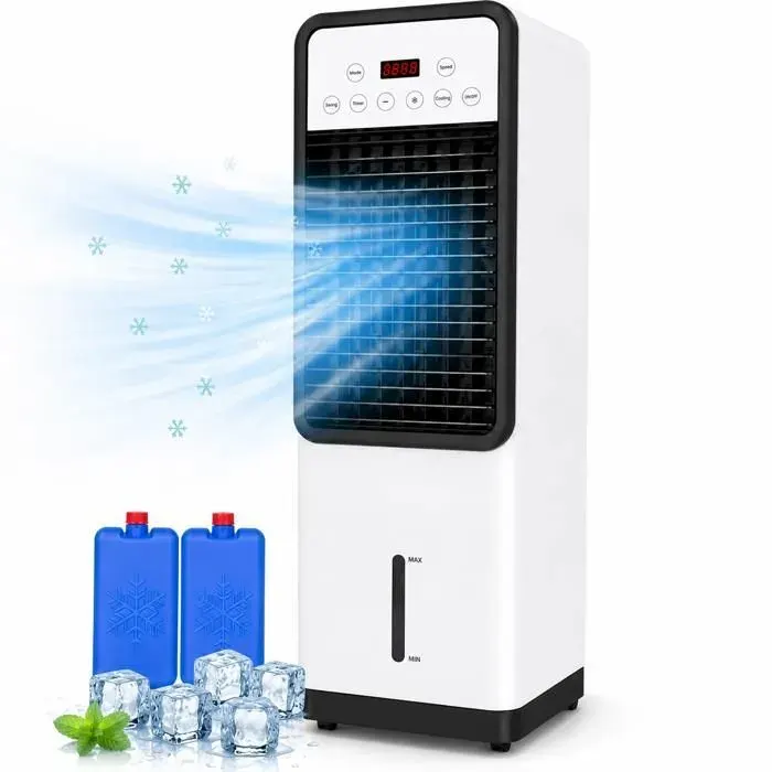 Rafraîchisseur dAir Portable 2 en 1 1800W Chauffage Humidificateur Télécommande Réservoir 2L Oscillant