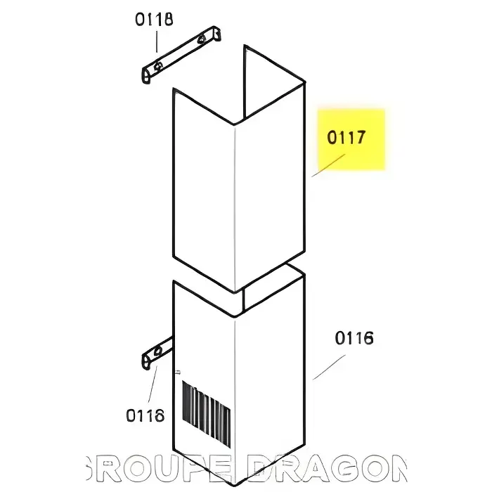 Rallonge cheminée pour hotte SIEMENS LC964WA10/01 - Pièce dorigine Constructeur