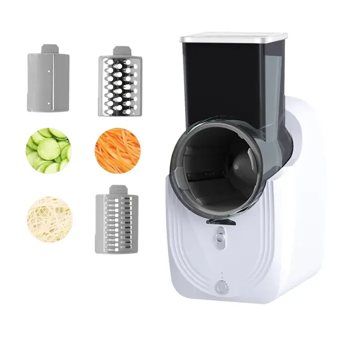 Râpe a Légumes Électrique 3 en 1 Coupe-légumes électrique 200W Râpe Carottes Hachoir Électrique avec 3 Lames pour Fromage Légumes
