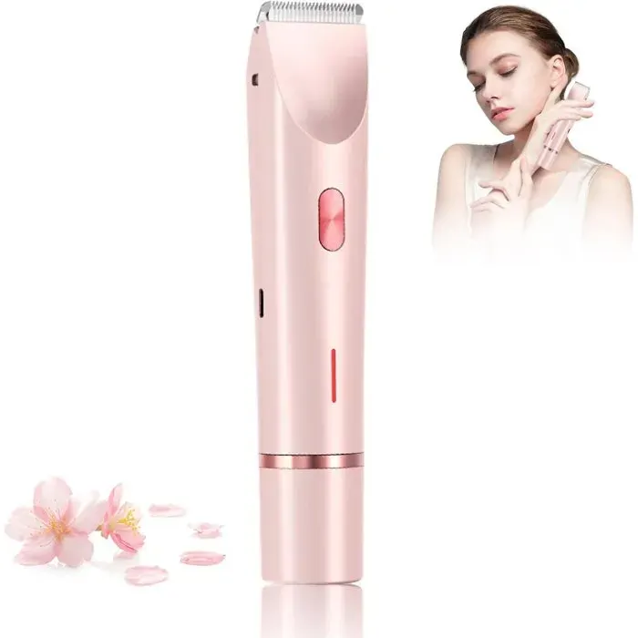 Rasoir 2 en 1 pour femme - Étanche IPX7 - Rasoir électrique - Pour le maillot les jambes les aisselles et le visage - Épilation et