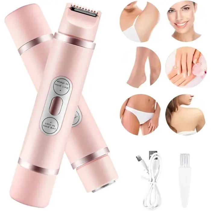 Rasoir 2 en 1 pour femme - Rasoir pour femme - Tondeuse maillot pour femme - Mini épilateur pour poils secs et humides - Tondeuse po