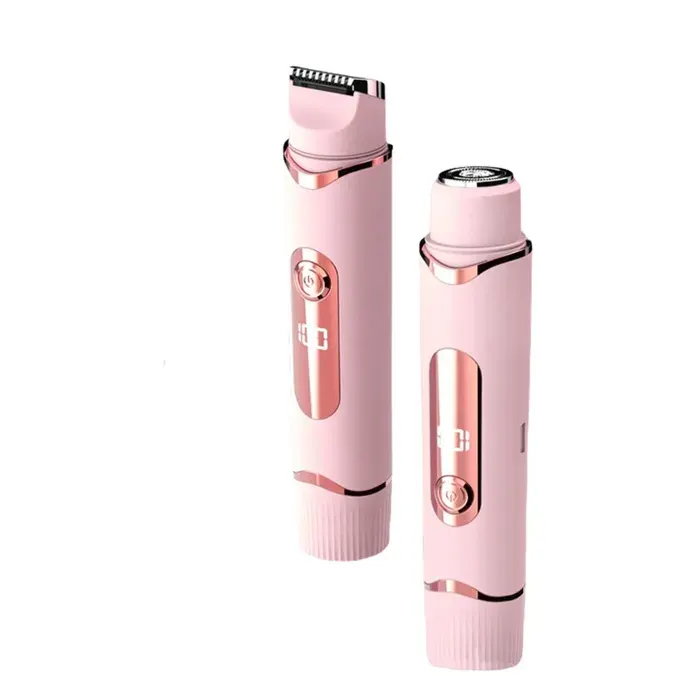 Rasoir 2 en 1 pour femmes - Rasoir électrique - Épilateur - Tondeuse - Avec affichage numérique - 1 pièce - Rose