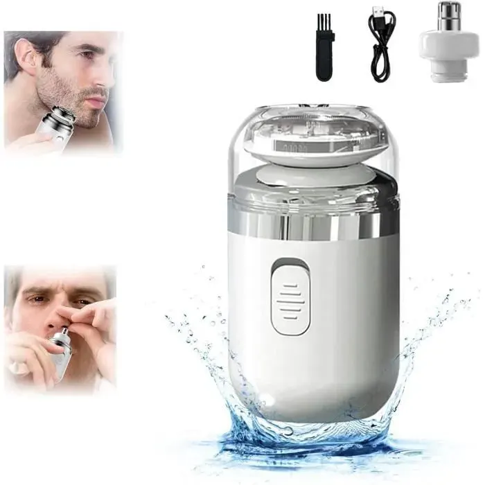 Rasoir à capsule mini rasoir électrique portable rasoir électrique multifonction 2 en 1 mini rasoir à capsules portable(blanc).