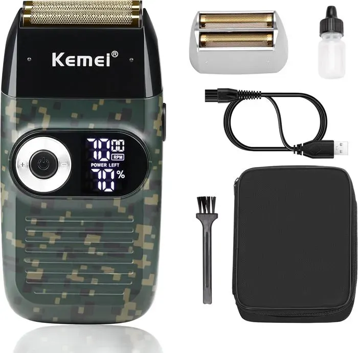 Rasoir à grille pour homme Rasoir électrique pour chauve Rasoir électrique sans fil avec affichage LED Cadeaux pour la fête