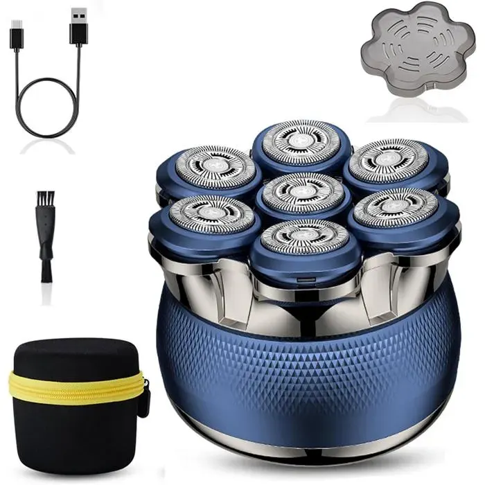 Rasoir à tête plate pour hommeLames magnétiques 7D amoviblesentièrement lavable IPX6indicateur de batterie de précision LED