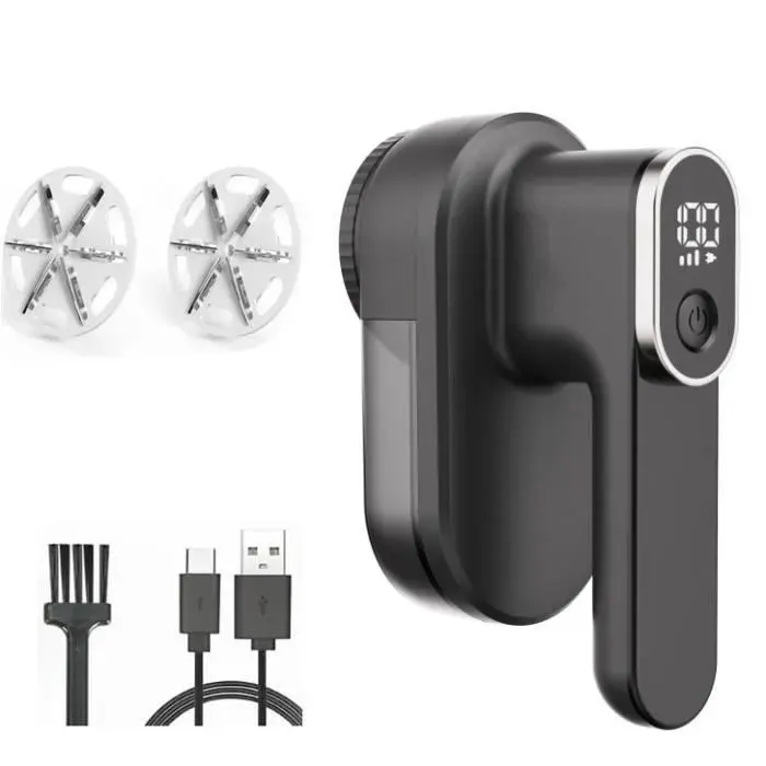 Rasoir Anti Bouloche Électrique avec Écran LCD Rechargeable 3 Niveaux de Puissance RéglablesTête à 6 Lames Fraise à Peluches