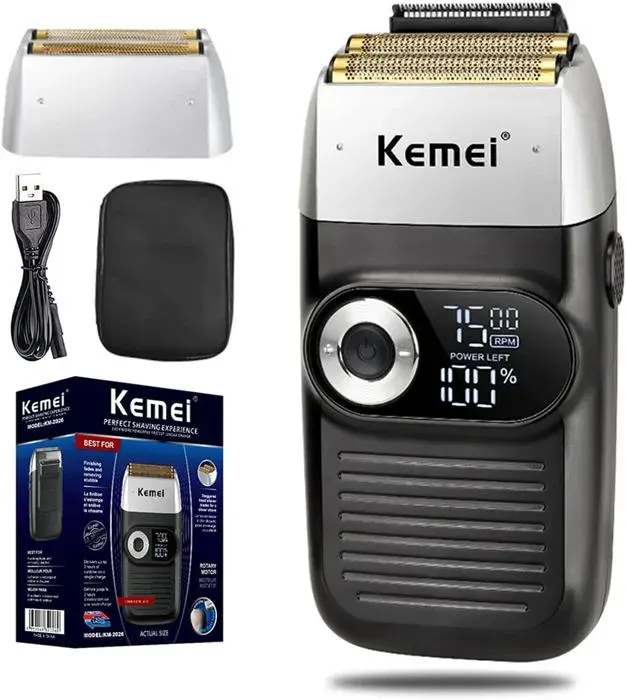 Rasoir barbe pour homme Rasoir lectrique rechargeable avec tondeuse barbe sans fil en feuille de titane au lithium