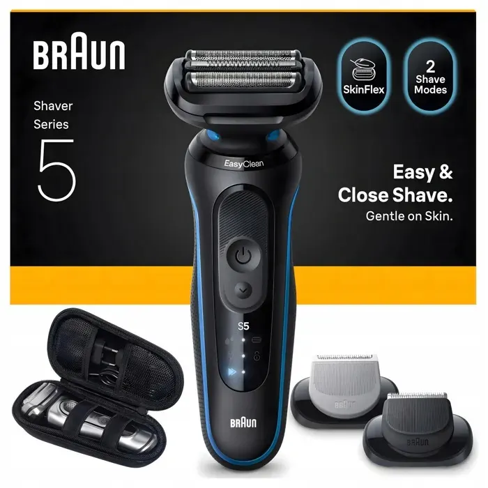 Rasoir Braun Series 5 52-B1650s - Wet & Dry - 50 min - 2 modes - bleu/noir - étui