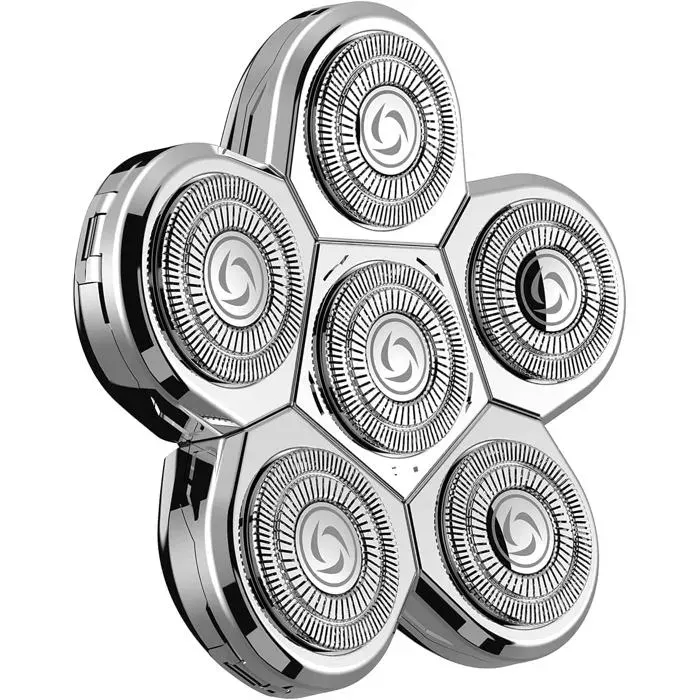 Rasoir chauve pour homme tête de rasage avec 6 têtes adaptées à tous types de peau