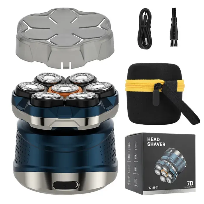 rasoir crâne homme 7D tête flottante IPX7 étanche rasoir électrique rechargeable wet dry barbe corps kit voyage 2026