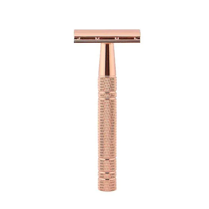 Rasoir de sécurité pour femme en or rose avec support - Rasoir en métal pour femme - Rasoir de sécurité - Rasage pour femme - Ra