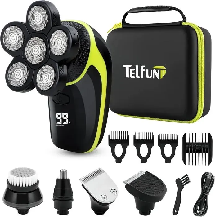 Rasoir Électrique - 1001 PILES BATTERIES - Tondeuse 5 en 1 - Rechargeable - Étanche - Portable